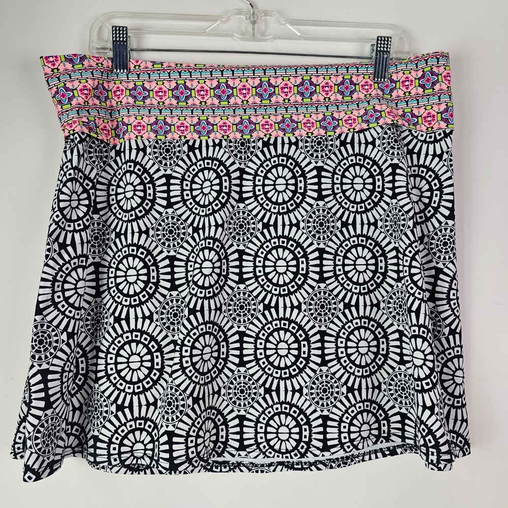 Title Nine Womens Black White Geometric Pink Foldover Waistband 173400 Large